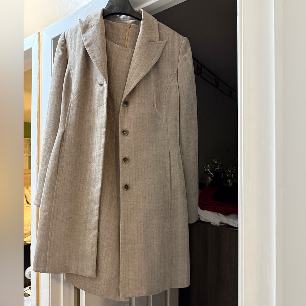 Elegant Beige Blazer and Dress Set